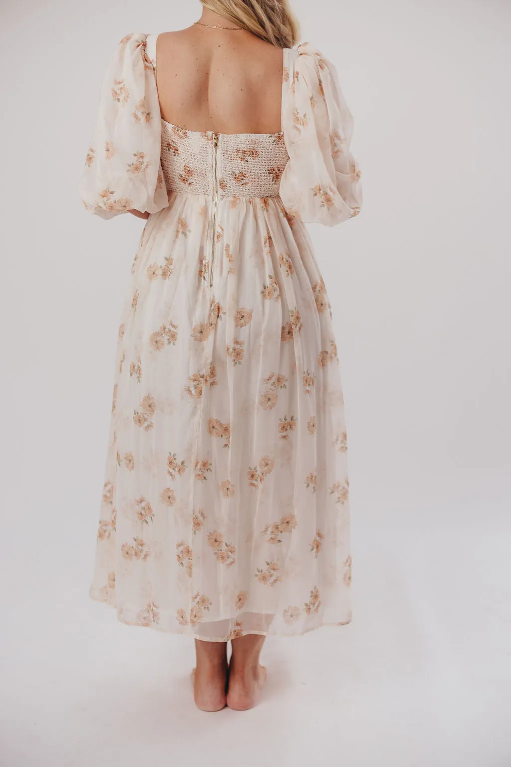 Harlow Maxi Dress in Taupe Floral - Bump Friendly & Inclusive Sizing (S-3XL)