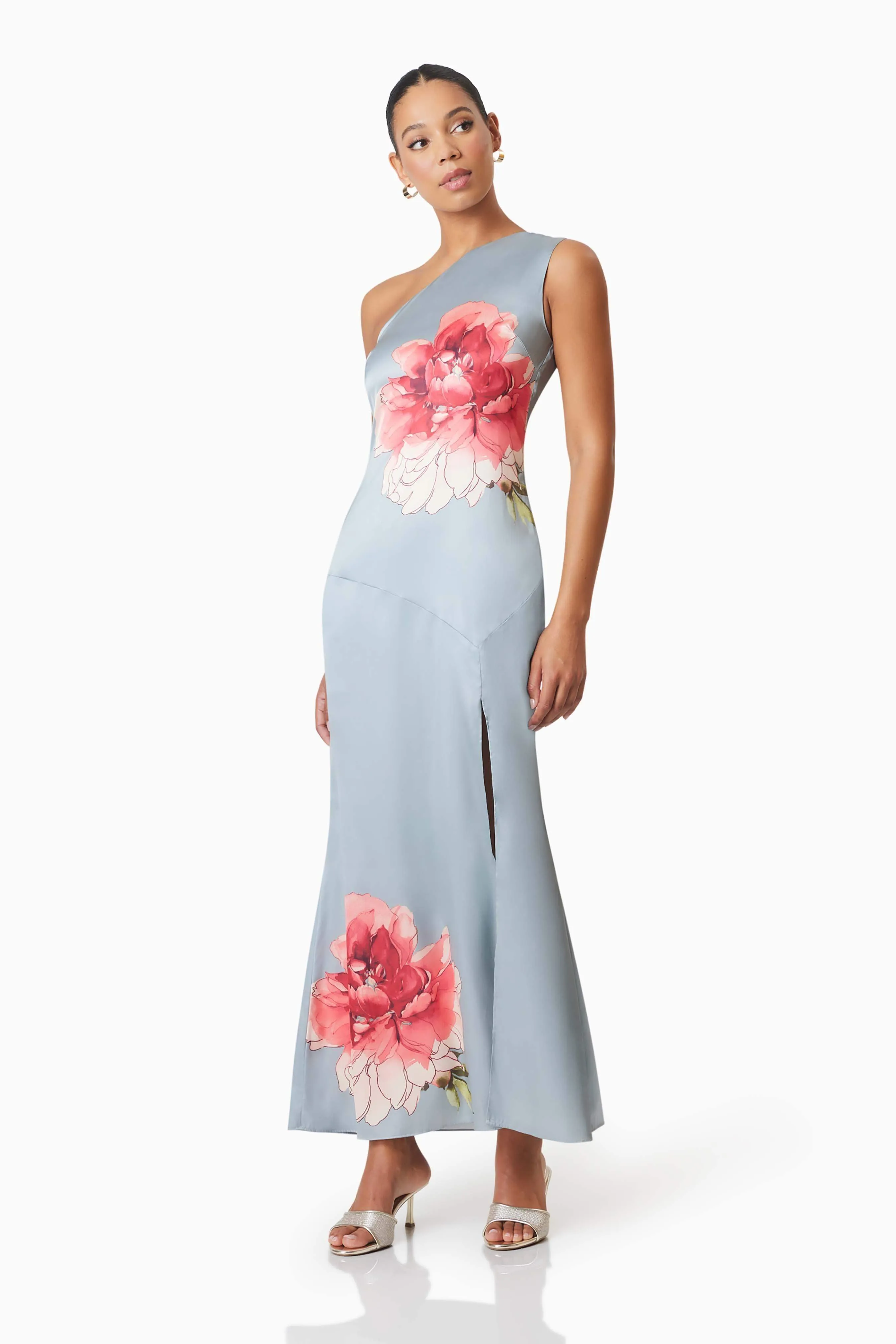 Iliad One Shoulder Maxi Dress In Blue
