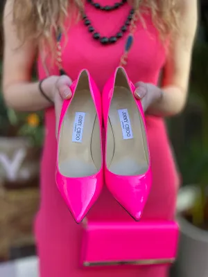 Jimmy Choo Neon Pink Heels - Size UK 6.5