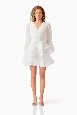 Kalani Long Sleeve Mini Dress White