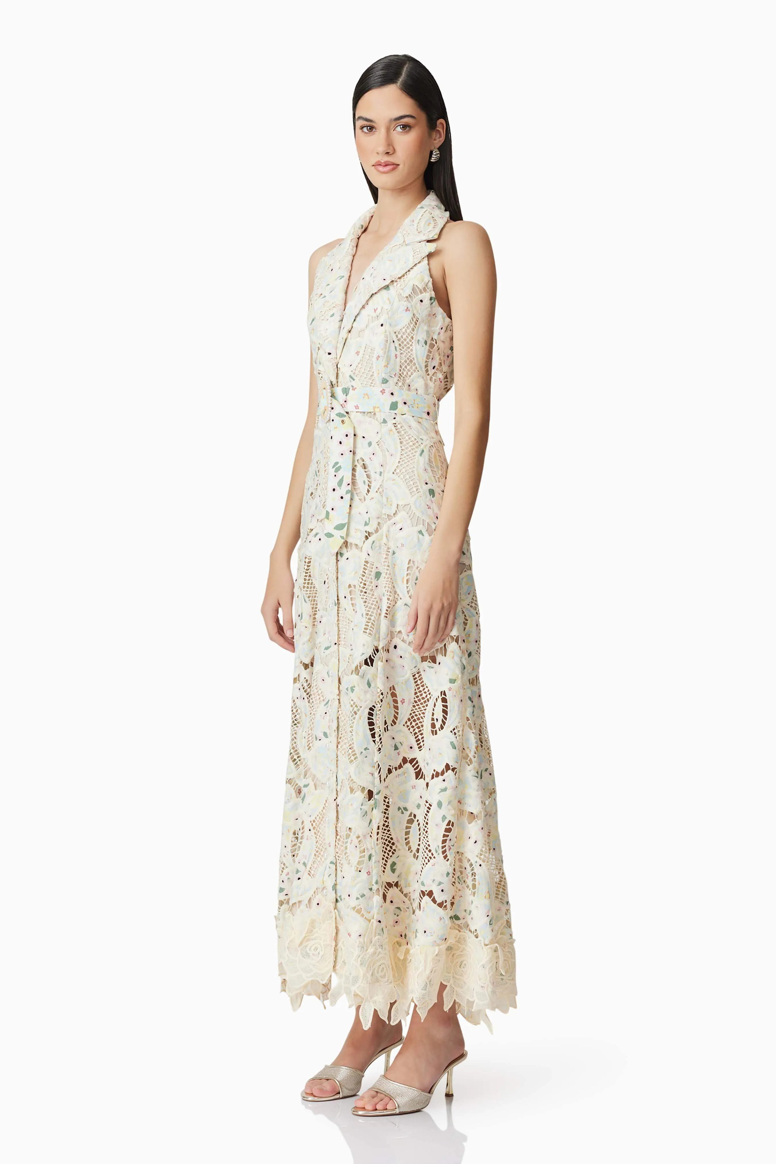 Kyla Floral Maxi Dress in White