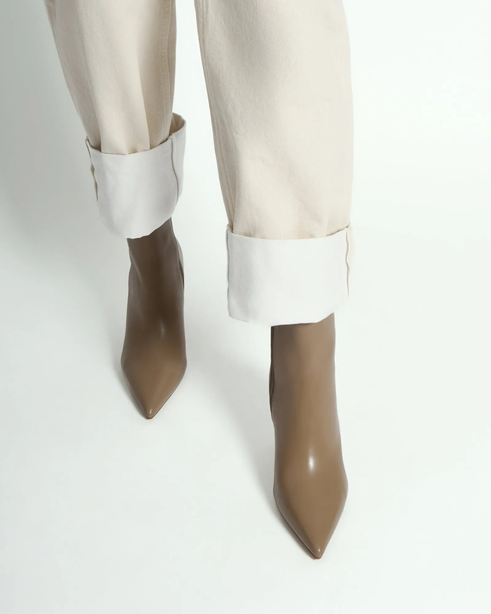 LOTTIE HIGH ANKLE BOOTS TAUPE LEATHER