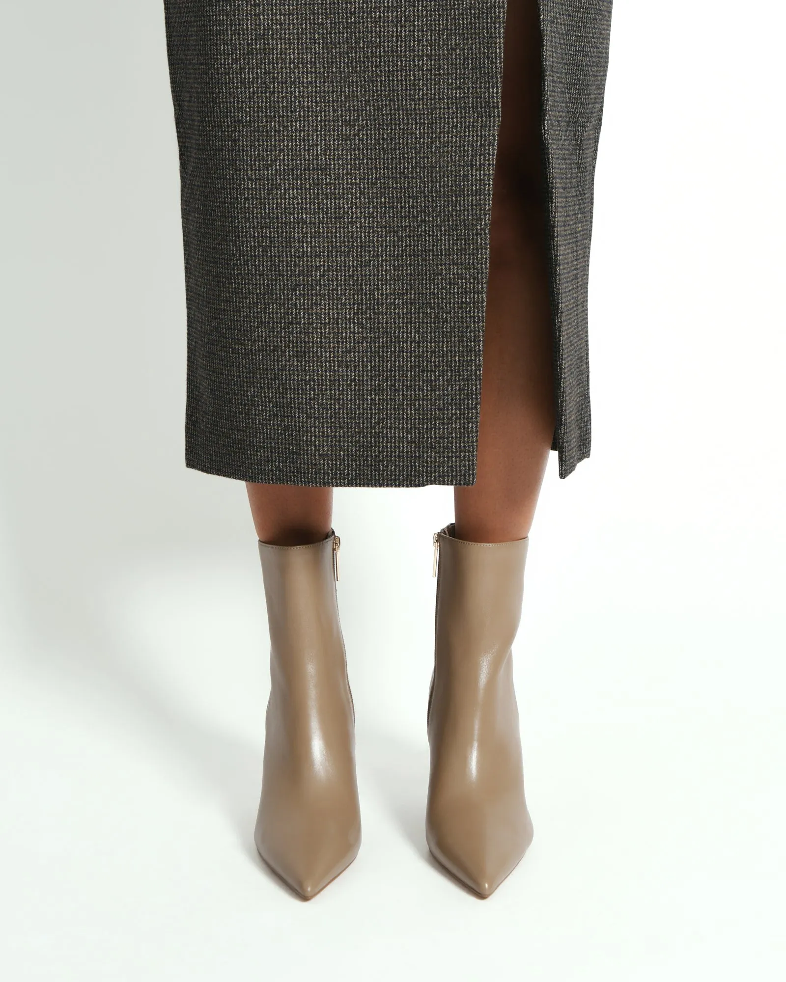 LOTTIE HIGH ANKLE BOOTS TAUPE LEATHER