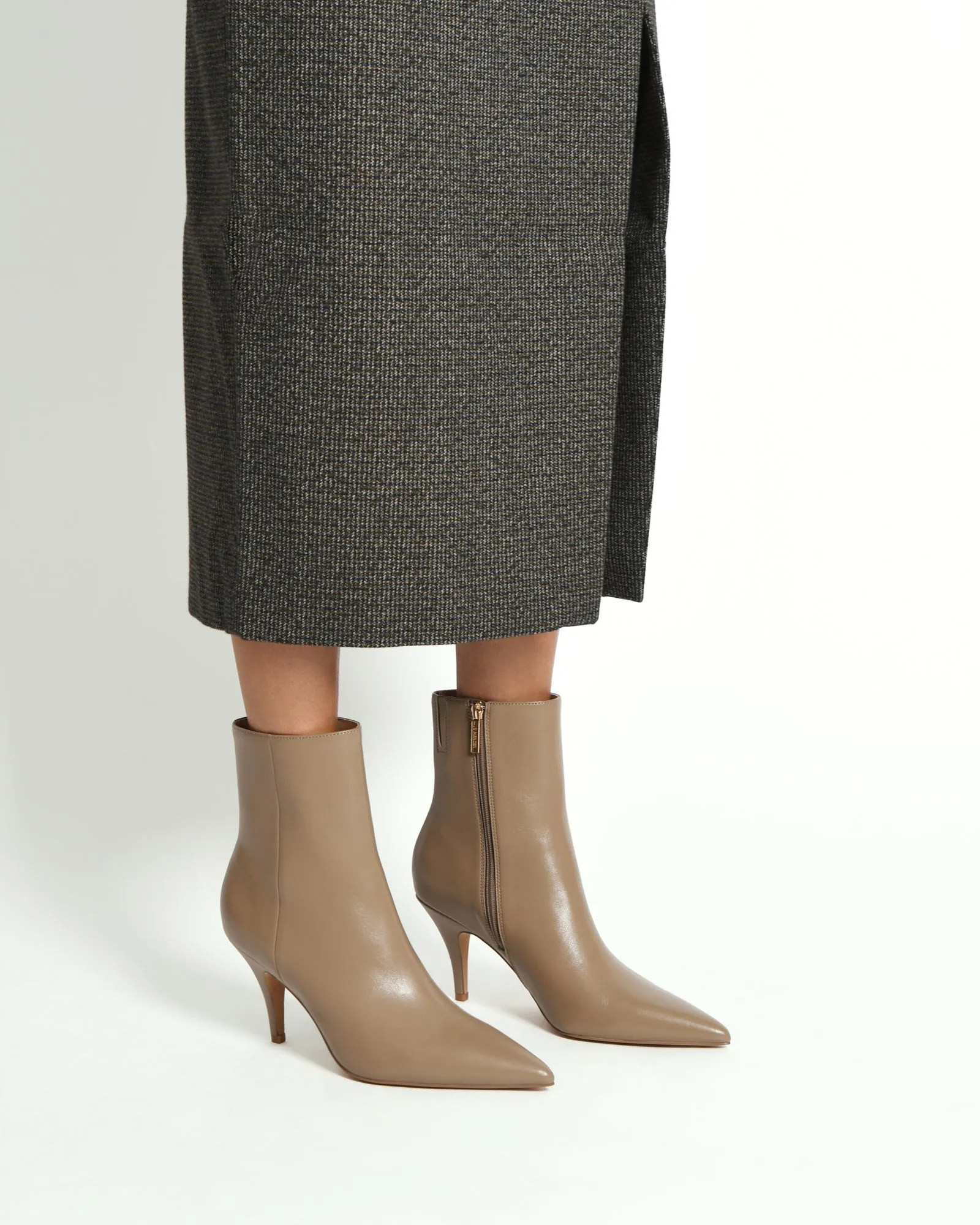 LOTTIE HIGH ANKLE BOOTS TAUPE LEATHER