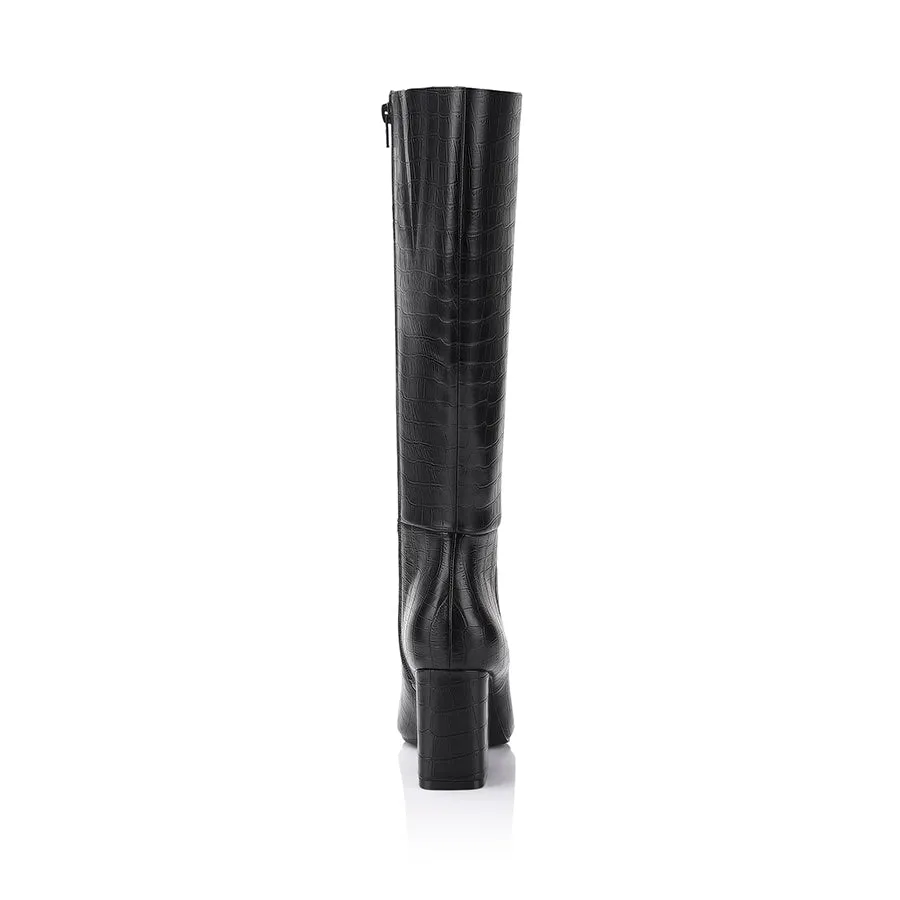 Magda Tall Boots - Black Croc