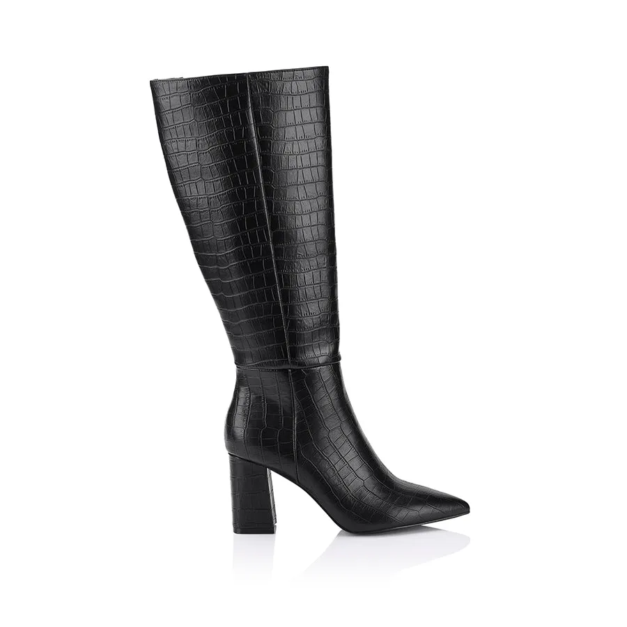 Magda Tall Boots - Black Croc