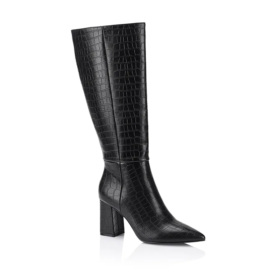 Magda Tall Boots - Black Croc