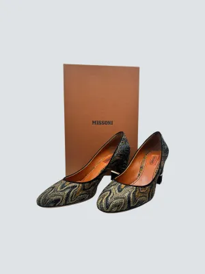 Missoni Multi Colour Jacquard Leather High Heels - Size EU 38
