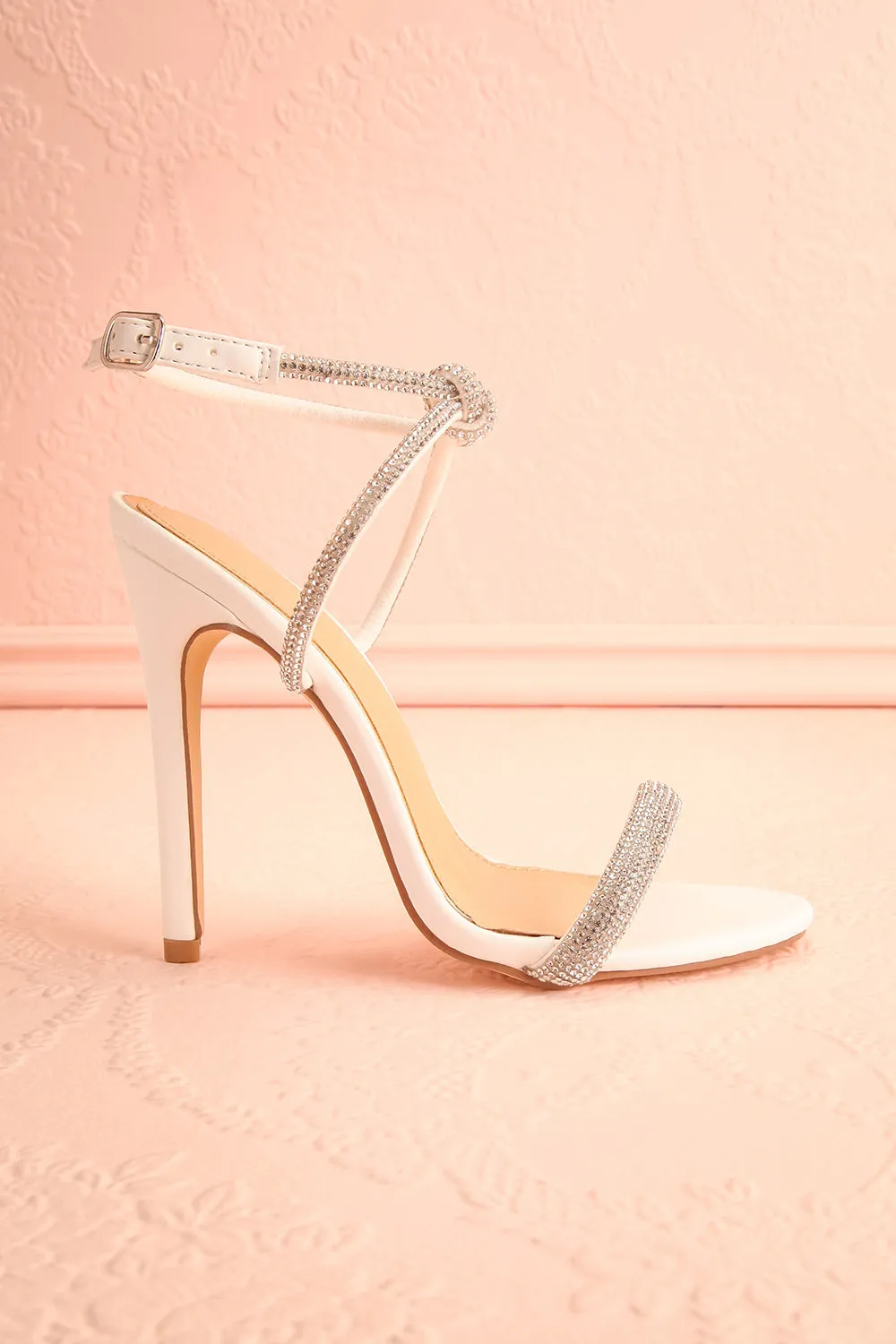 Odessa Ivory | Sparkly Heeled Sandals