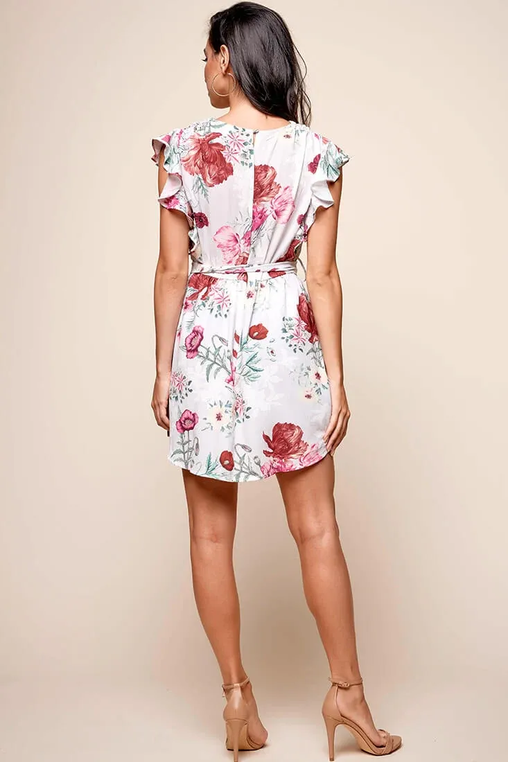 Pauline V-Neck Sleeveless Floral Dress Grey