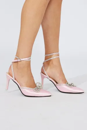 Pink Glimmer Strappy Heeled Sandals