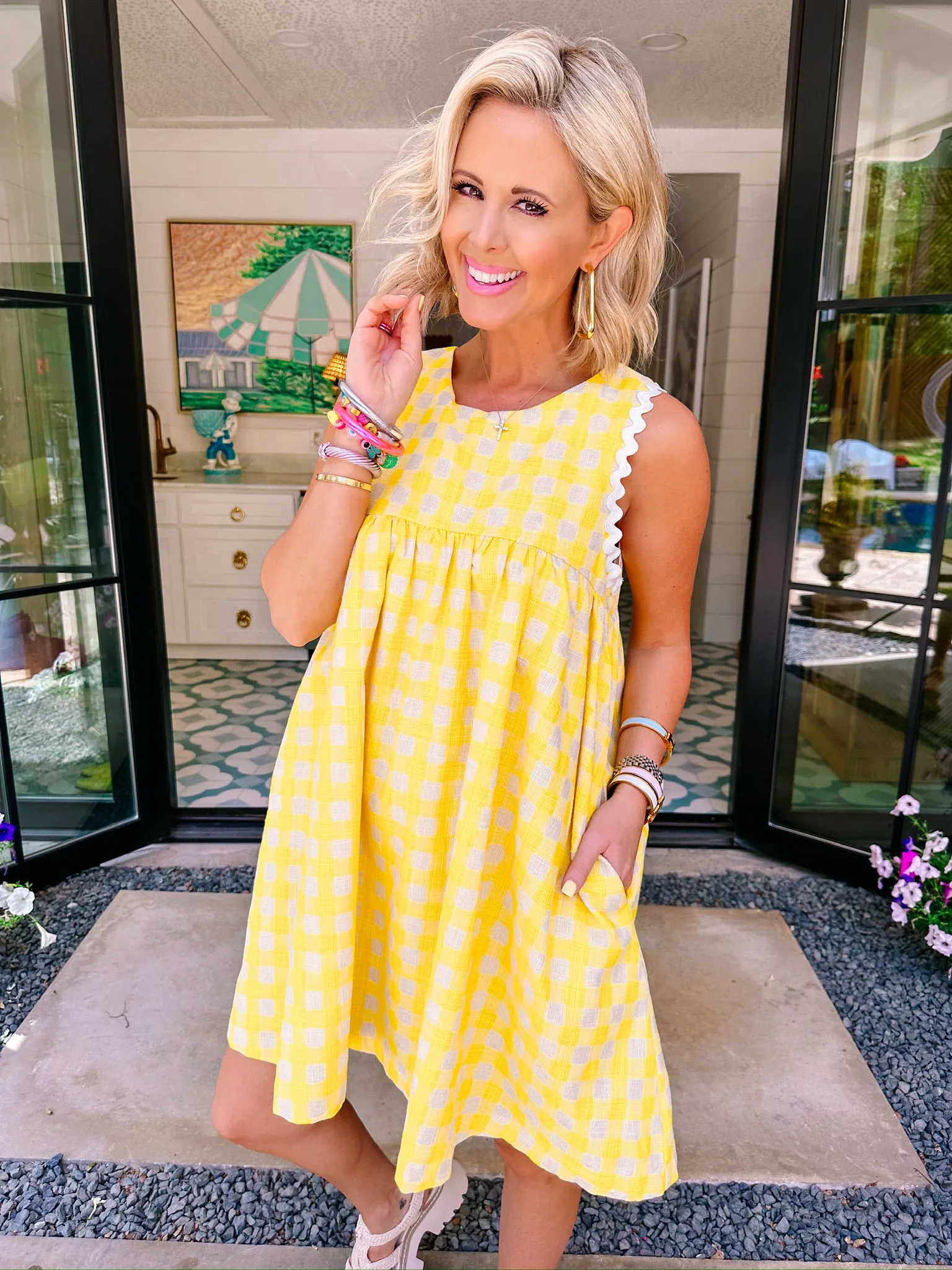 RAY OF SUNSHINE GINGHAM DRESS - YELLOW