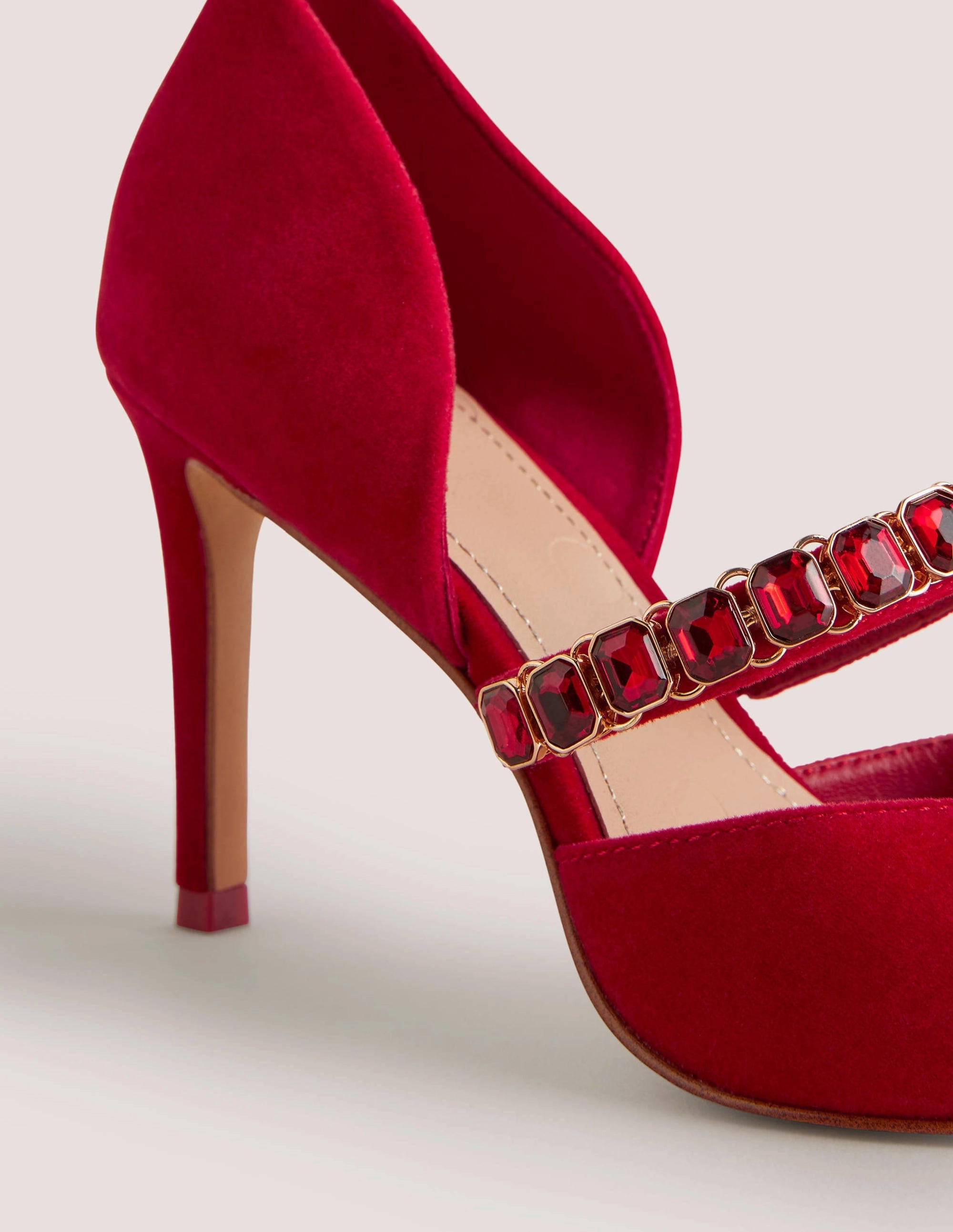 Red Crystal Strap Heeled Courts-Poinsettia