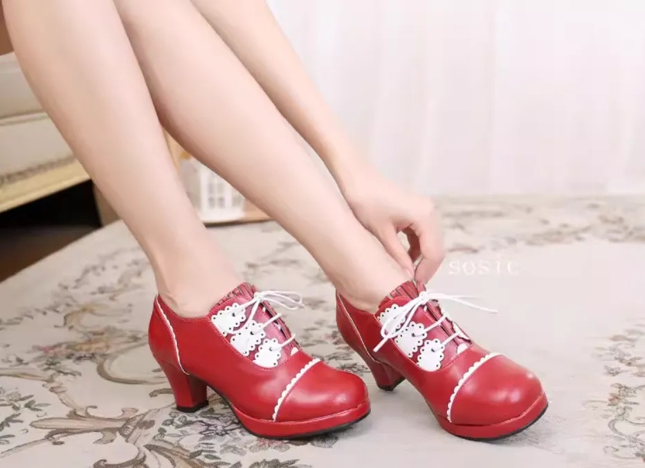 Retro Lace-Up Heels