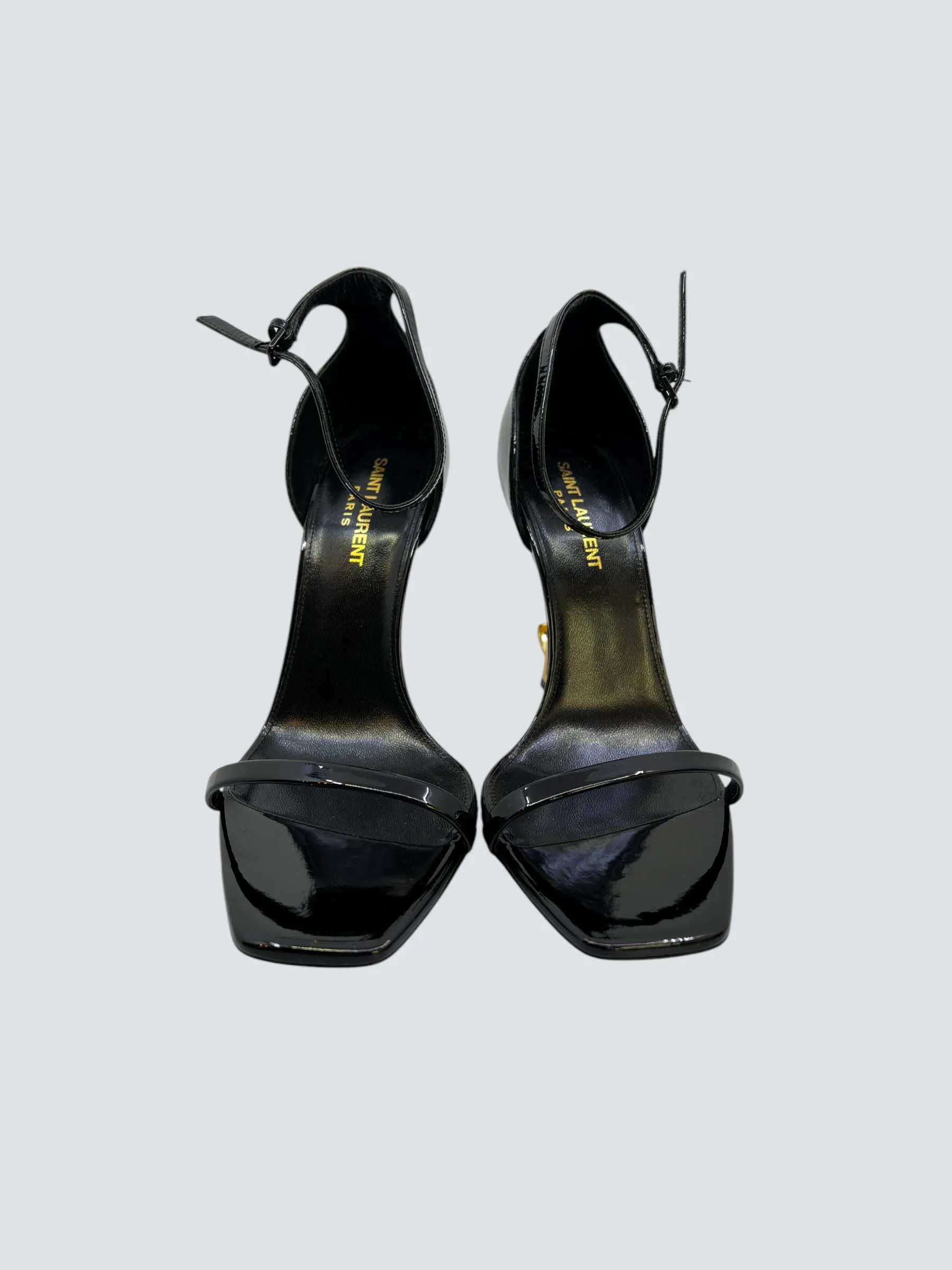 Saint Laurent Black Opyum in Patent Leather Sandals - EU 38 / UK 5