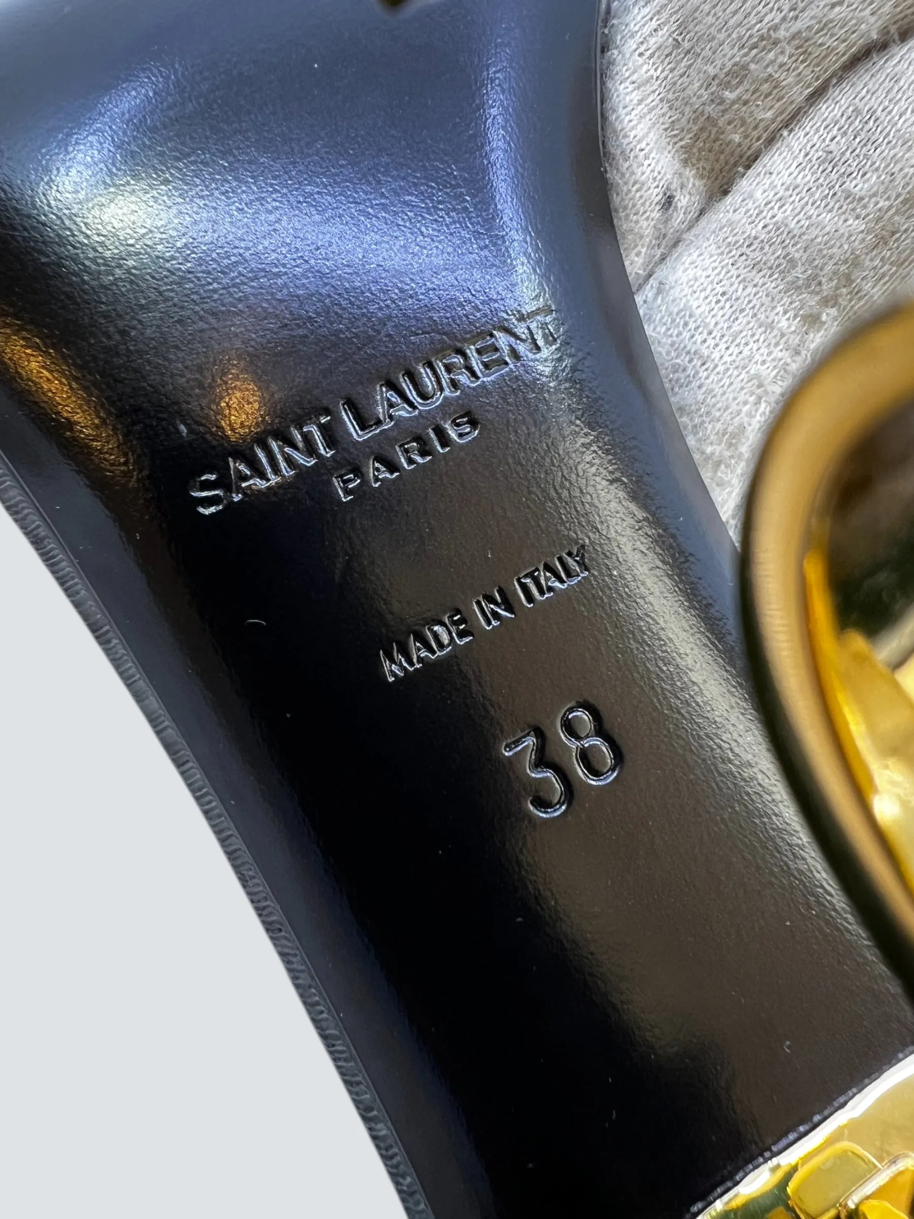 Saint Laurent Black Opyum in Patent Leather Sandals - EU 38 / UK 5