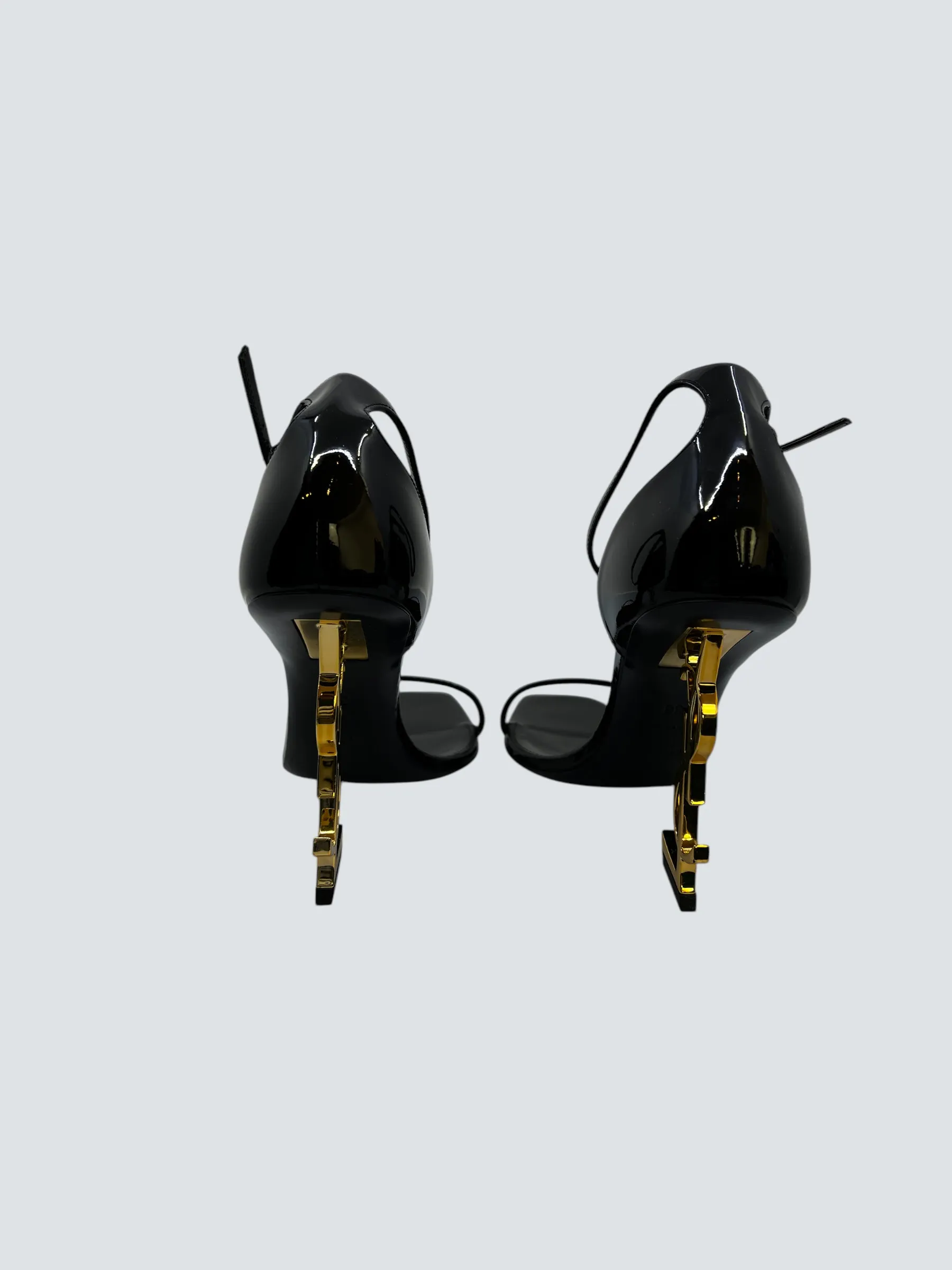 Saint Laurent Black Opyum in Patent Leather Sandals - EU 38 / UK 5