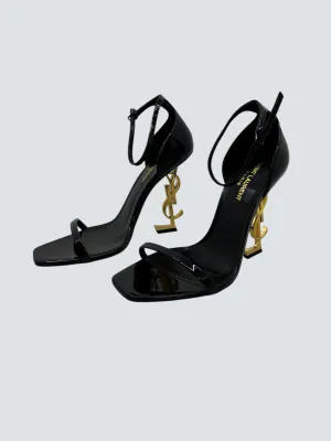 Saint Laurent Black Opyum in Patent Leather Sandals - EU 38 / UK 5
