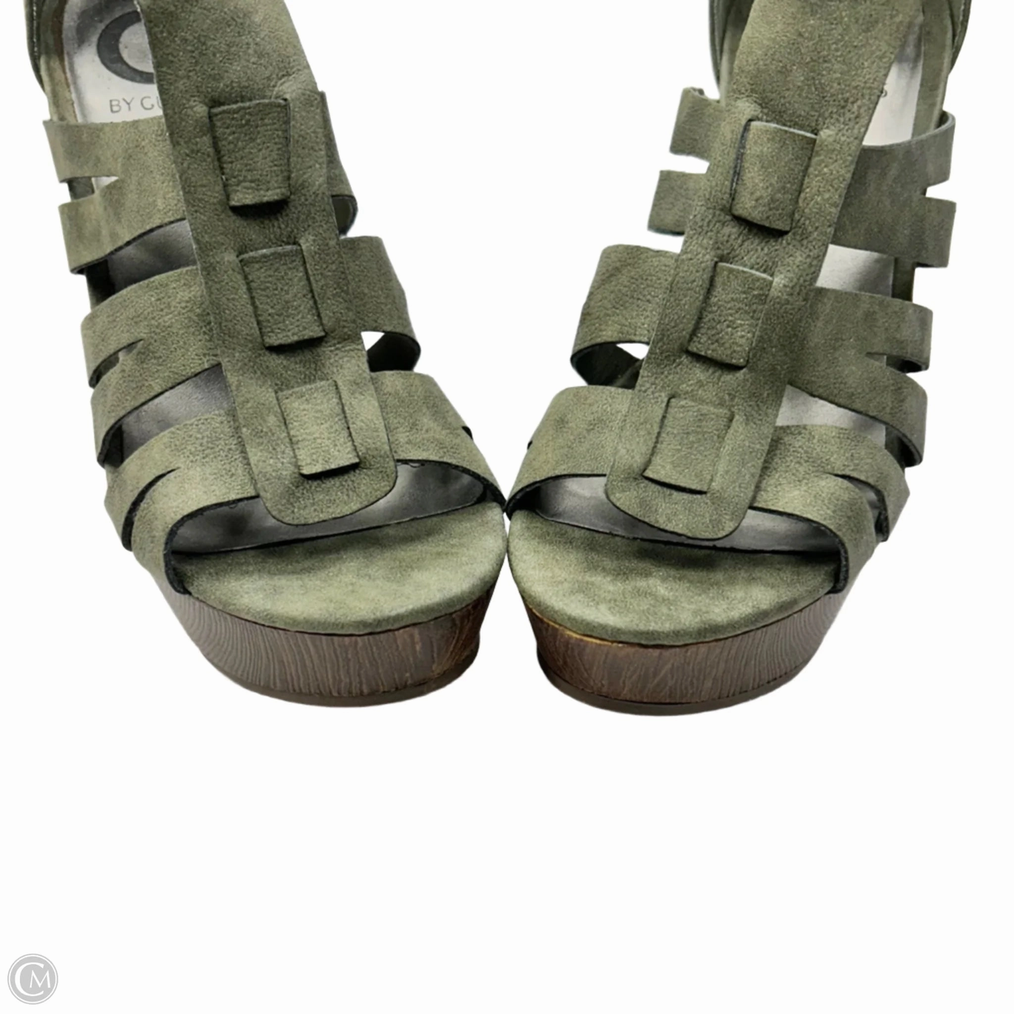 Sandals Heels Block By Guess In Green, Size: 7