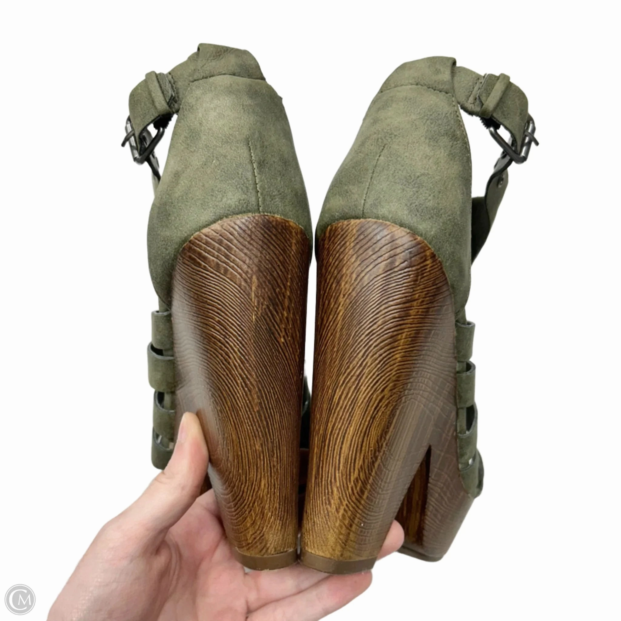 Sandals Heels Block By Guess In Green, Size: 7
