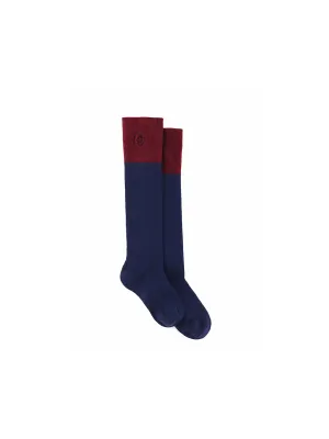 Signature Women's Knee High Socks - Navy & Burgundy