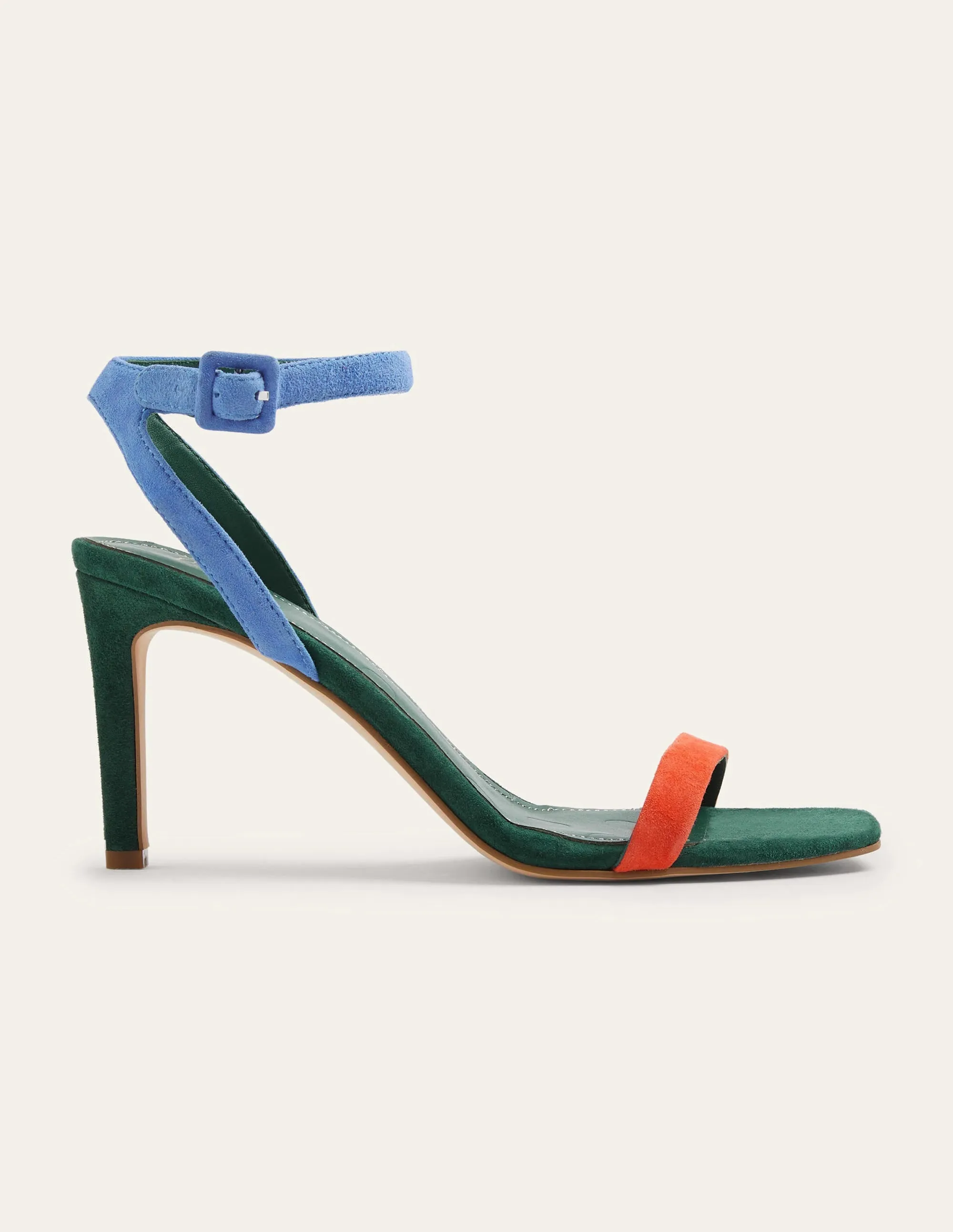 Strappy Heeled Sandals-Colourblock