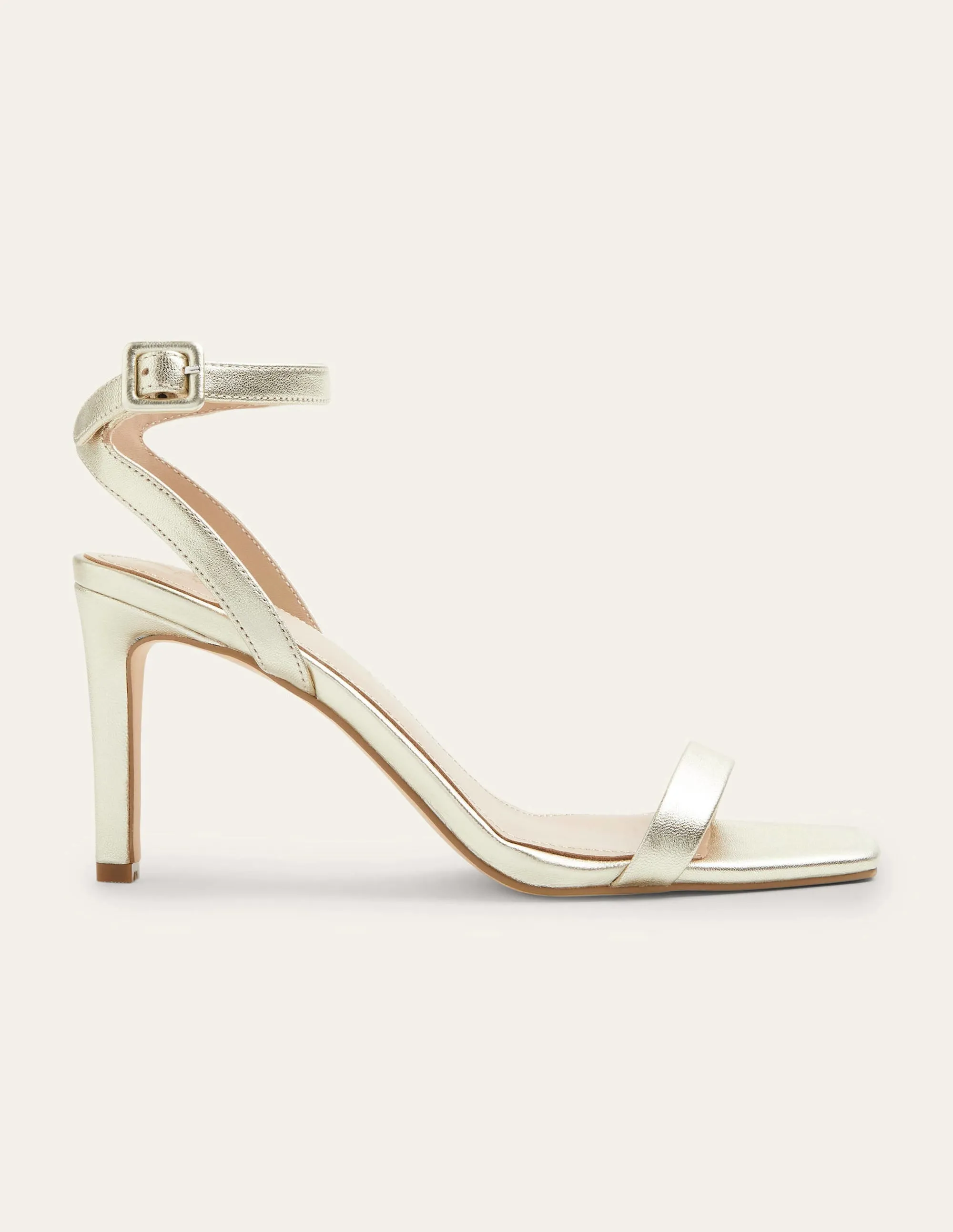 Strappy Heeled Sandals-Pale Gold Metallic