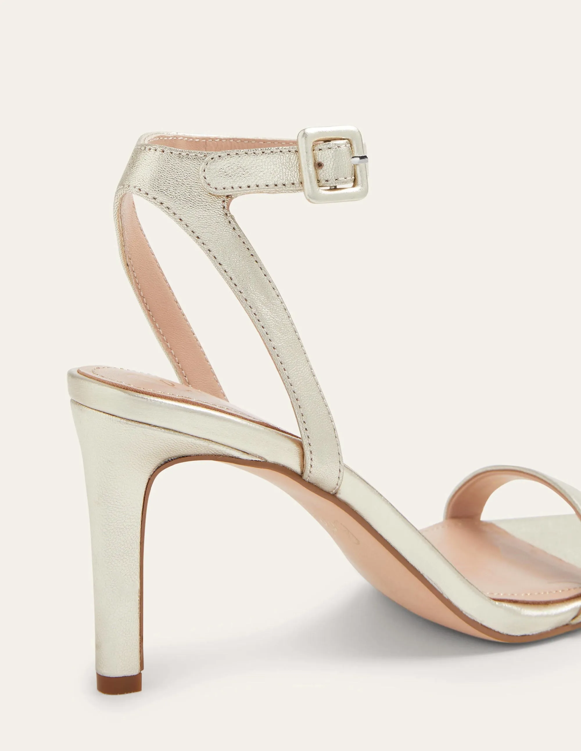 Strappy Heeled Sandals-Pale Gold Metallic