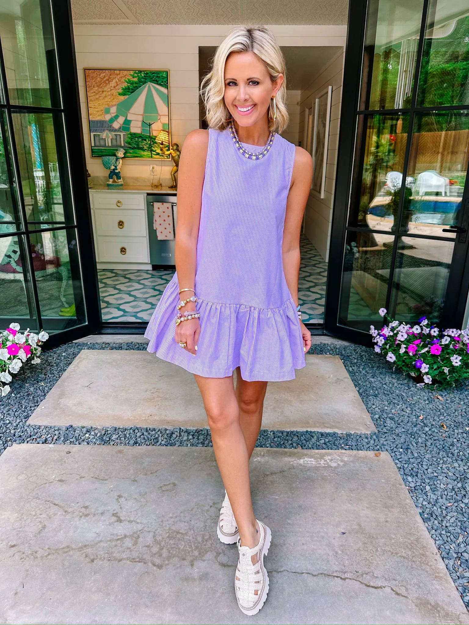 SUSIE STRIPE DRESS - LAVENDER
