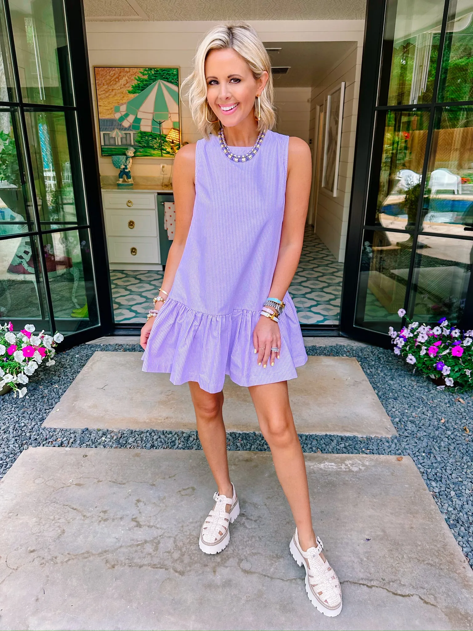 SUSIE STRIPE DRESS - LAVENDER