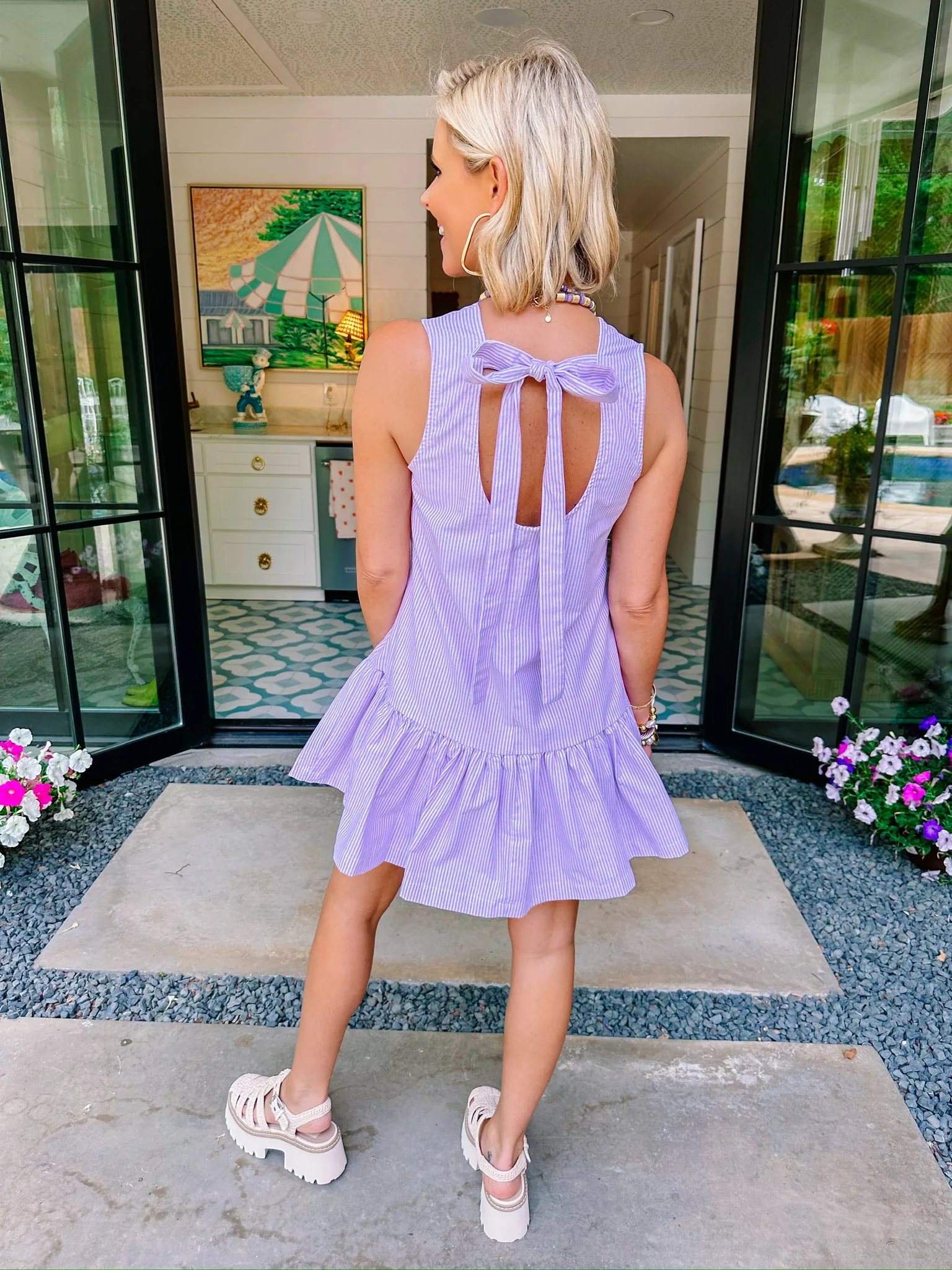 SUSIE STRIPE DRESS - LAVENDER