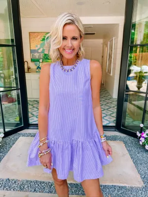 SUSIE STRIPE DRESS - LAVENDER