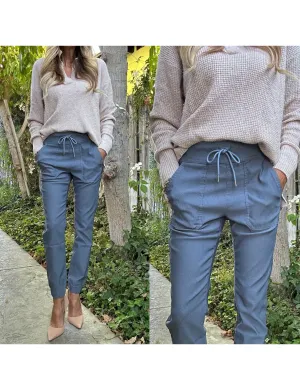 Tali Vegan Jogger Pant, Dusty Blue Stripe