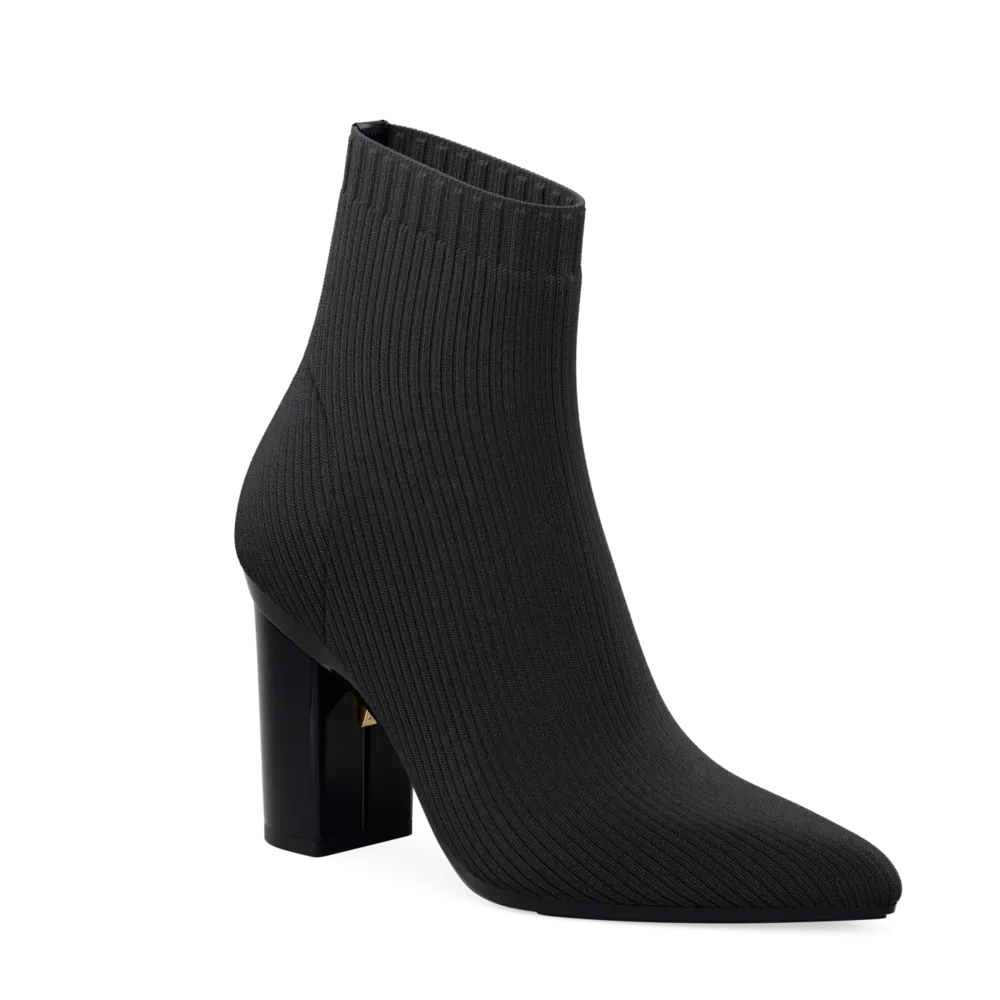 The Bootie - Coal Knit   Block Heel Kit 4 Coal - FINAL SALE