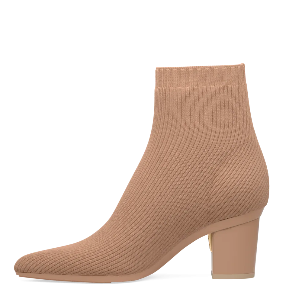 The Bootie - Latte Knit   Block Heel Kit 3 Latte - FINAL SALE