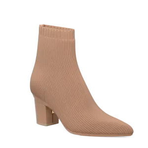 The Bootie - Latte Knit   Block Heel Kit 3 Latte - FINAL SALE