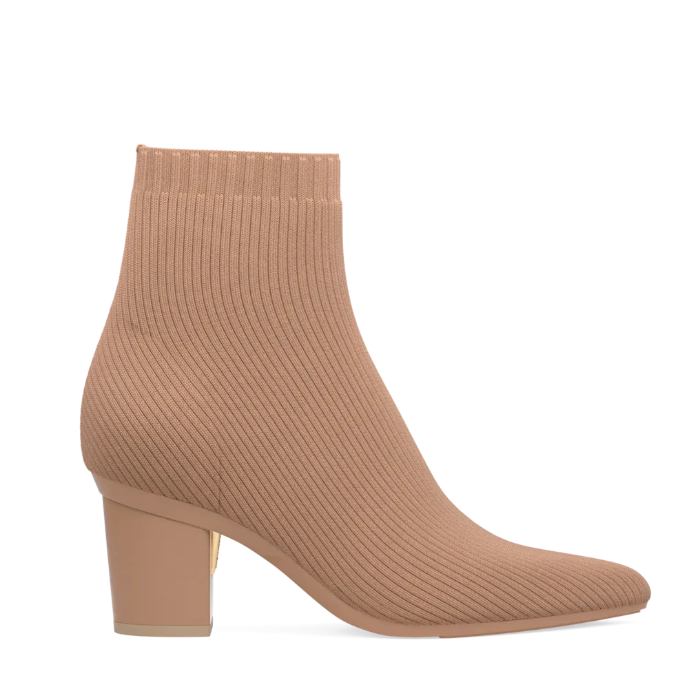 The Bootie - Latte Knit   Block Heel Kit 3 Latte - FINAL SALE