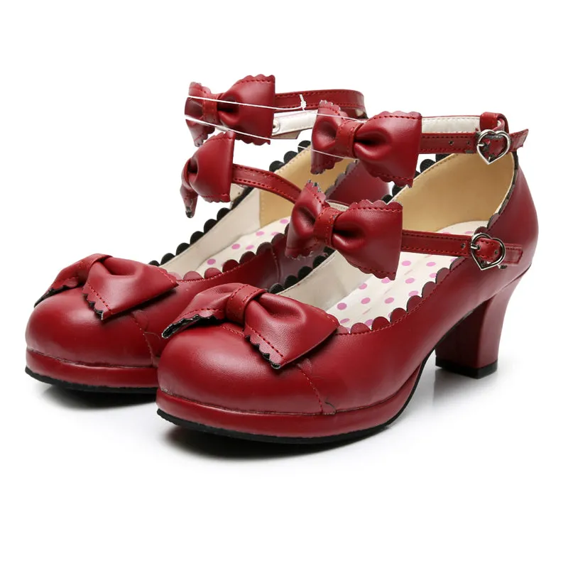 Triple Ribbon Bow Platform Heels
