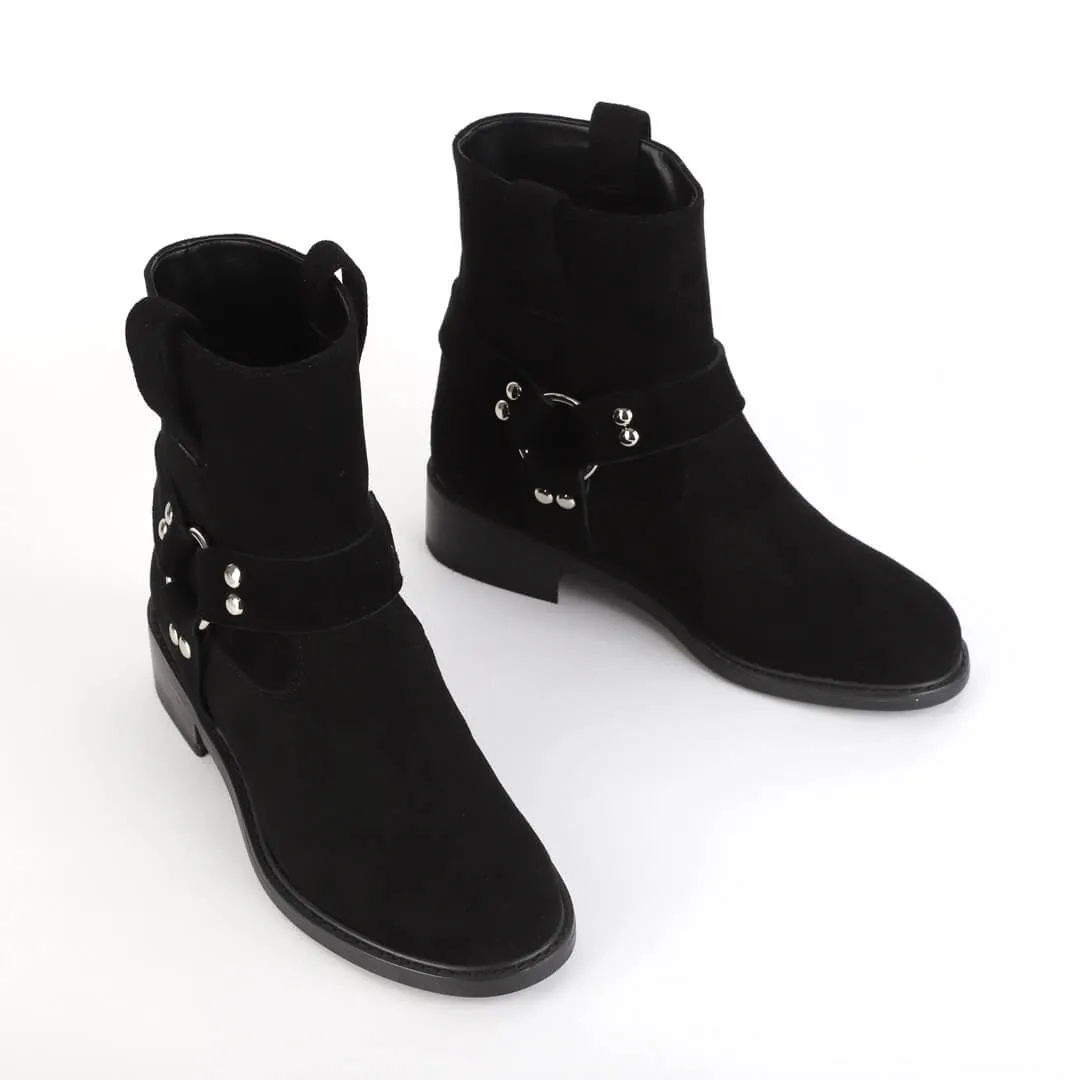 *UK size 2 - LUXO - black suede, 3cm heels