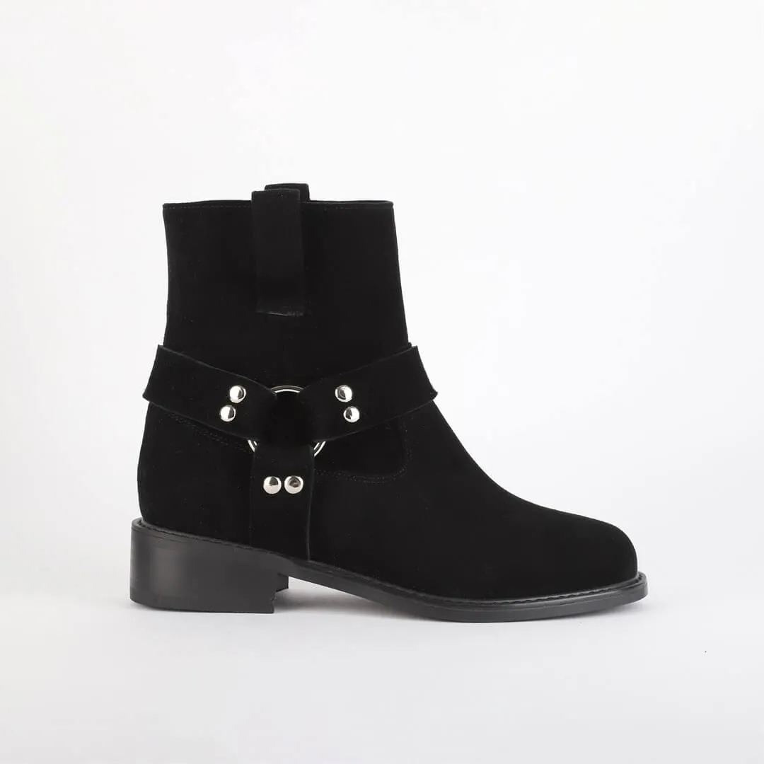 *UK size 2 - LUXO - black suede, 3cm heels
