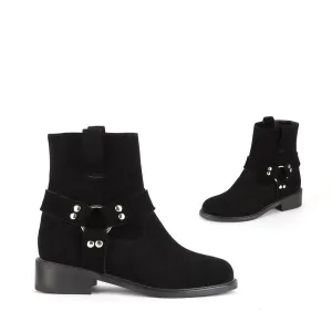 *UK size 2 - LUXO - black suede, 3cm heels