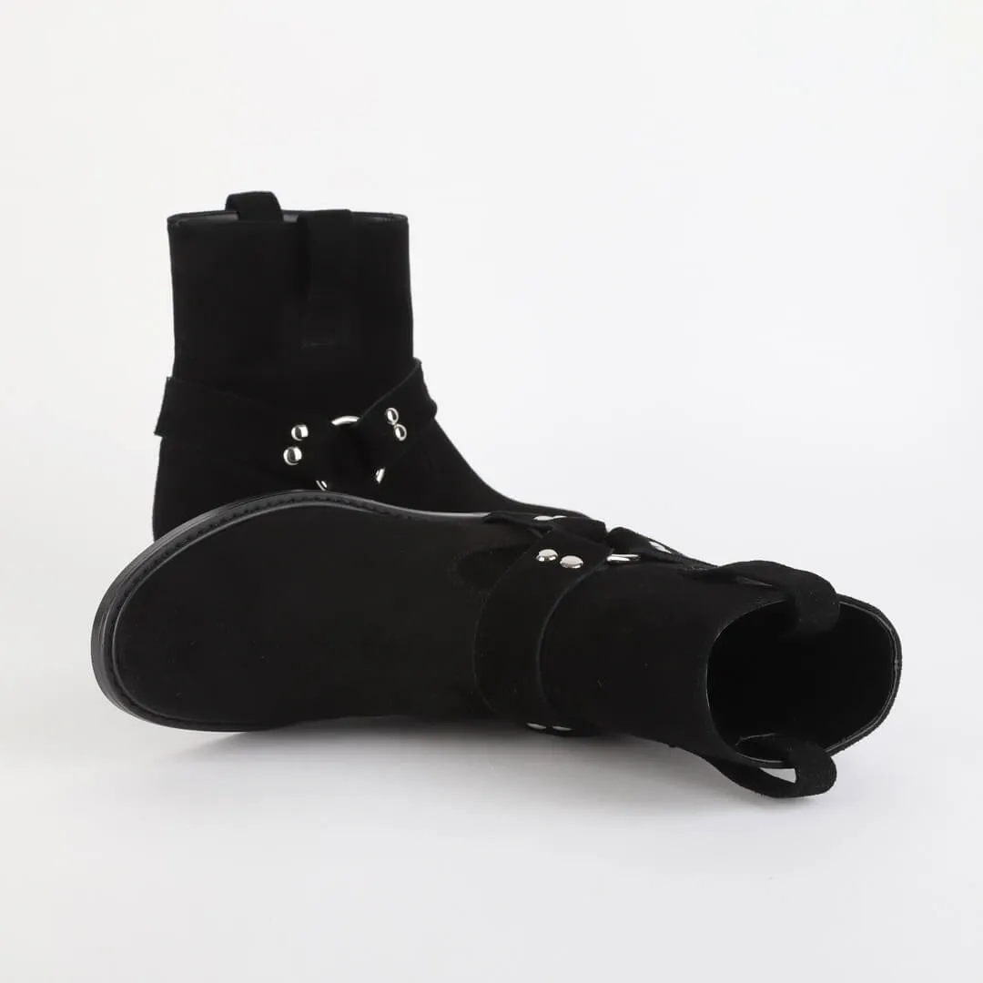 *UK size 2 - LUXO - black suede, 3cm heels