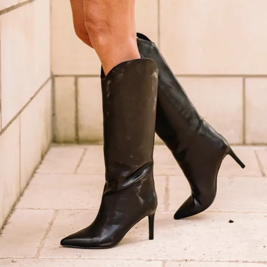 Uptown Girl Knee High Stiletto Boots - FINAL SALE
