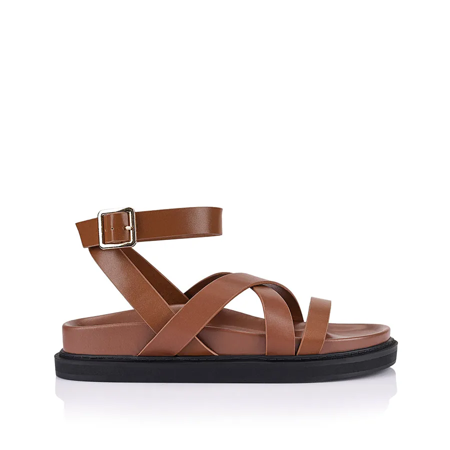 Verali Brianna Footbed Sandals Cognac
