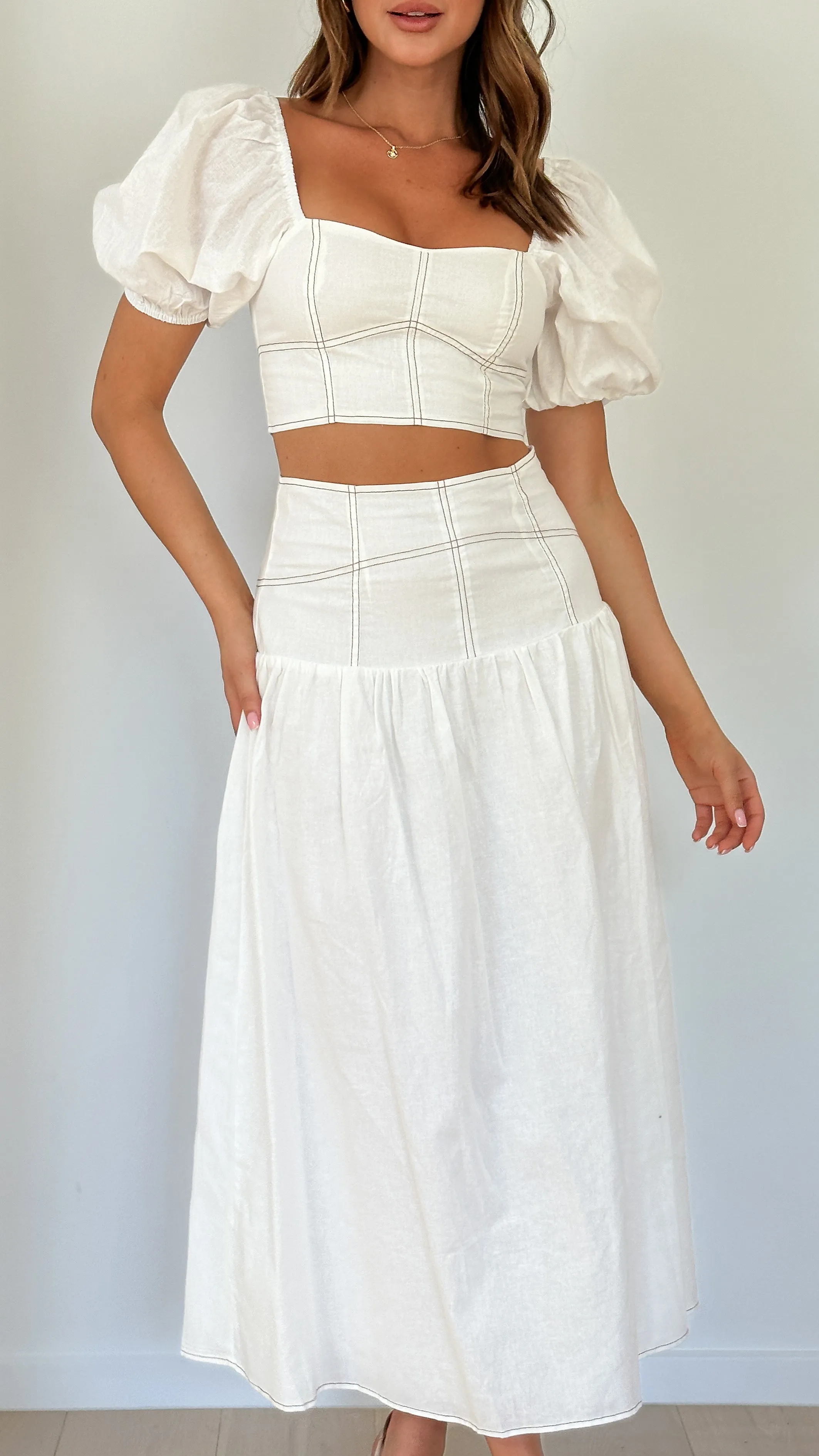 Vivien Top and Maxi Skirt Set - White