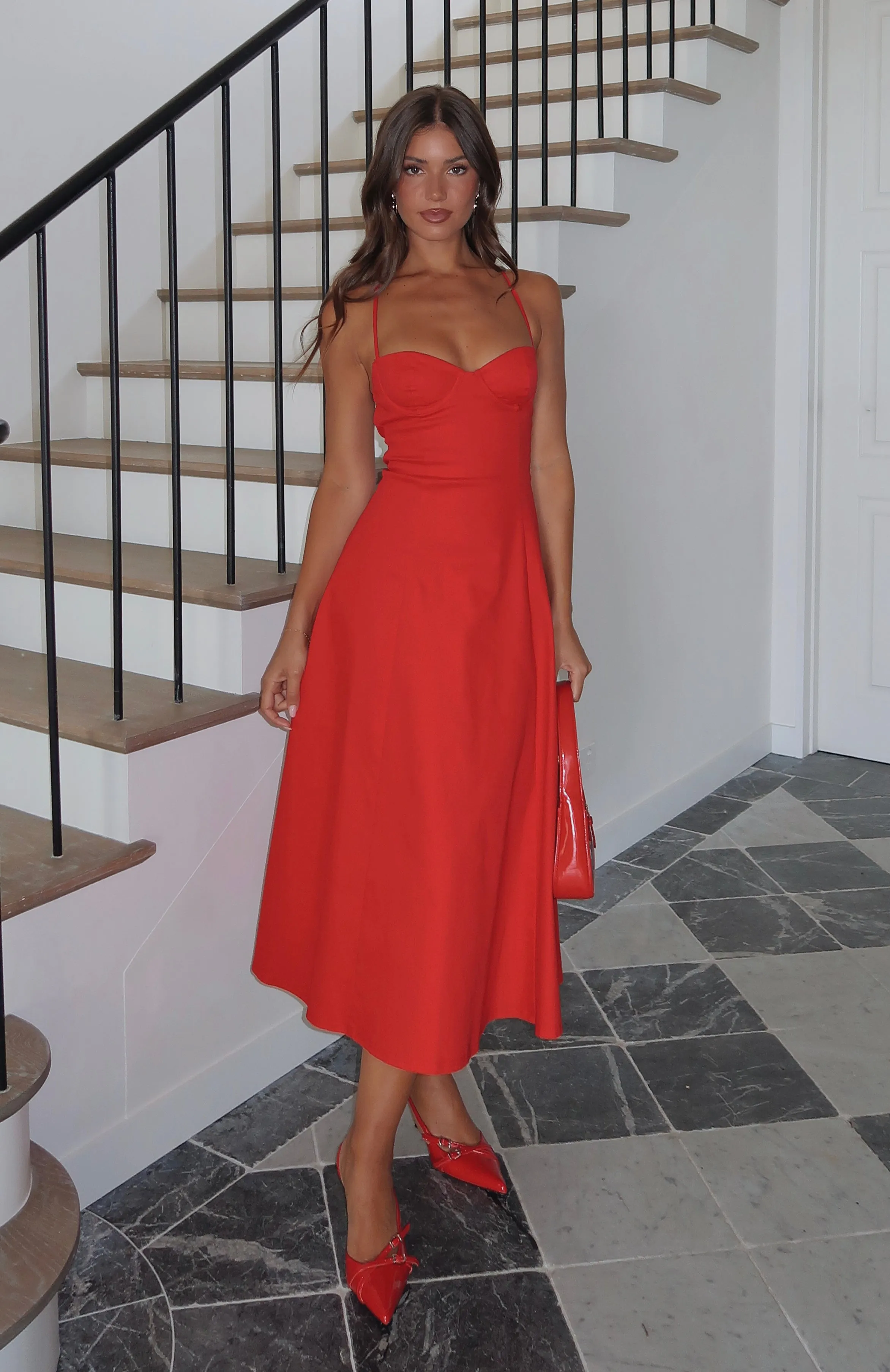 Wanna Be There Midi Dress Red