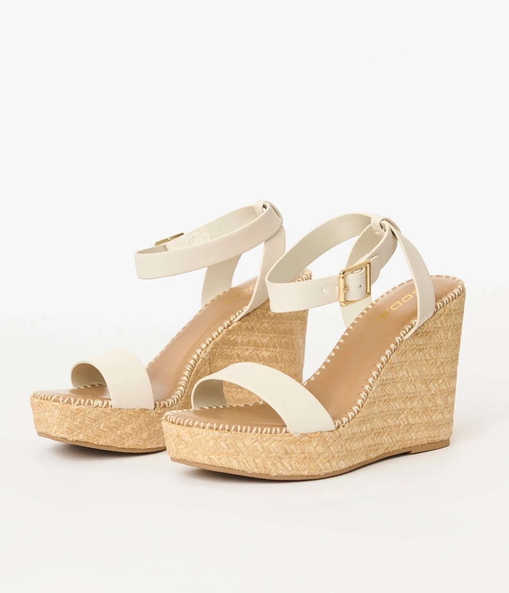 White Benson Wedge Sandals
