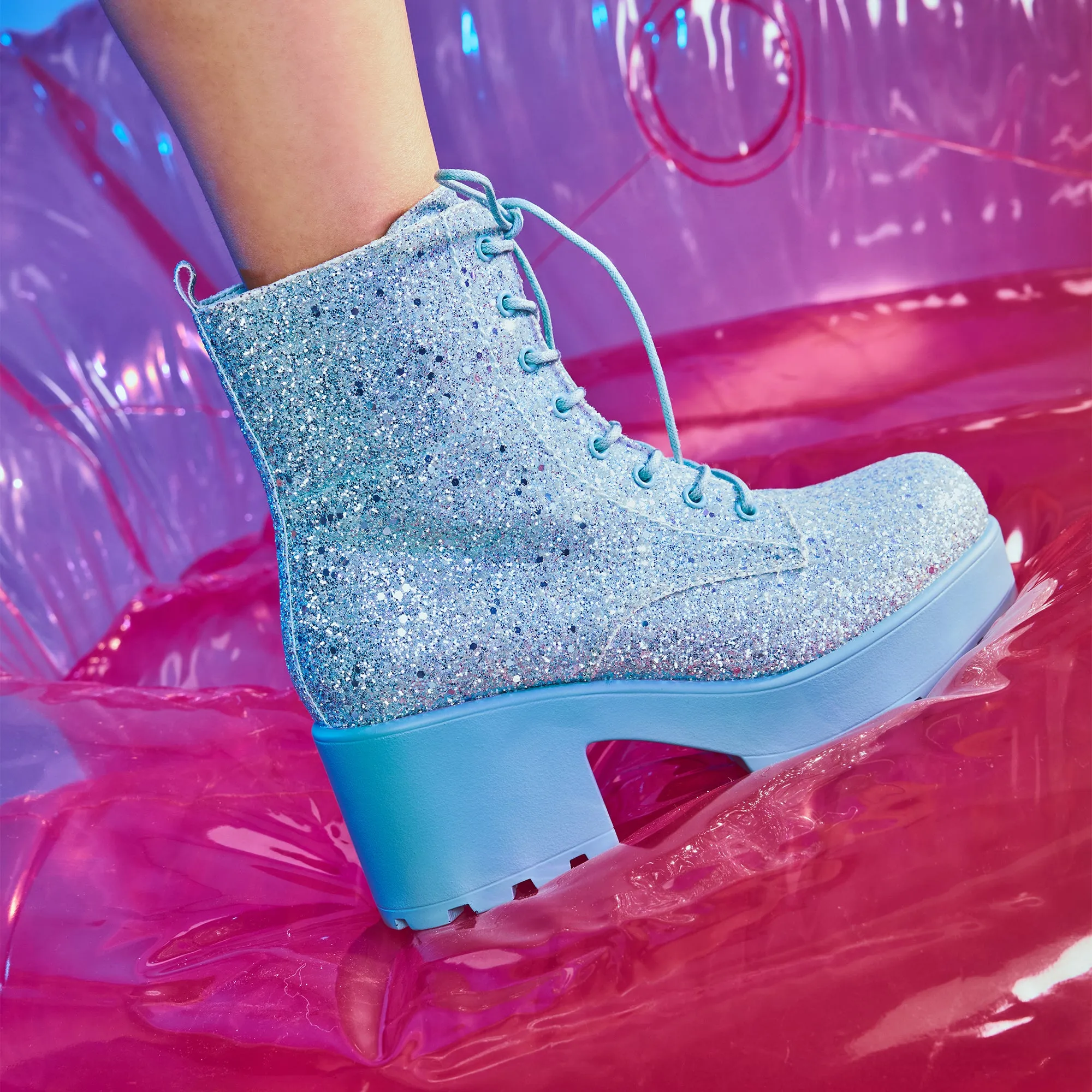 Wizard’s Spell Platform Glitter Boots - Aqua
