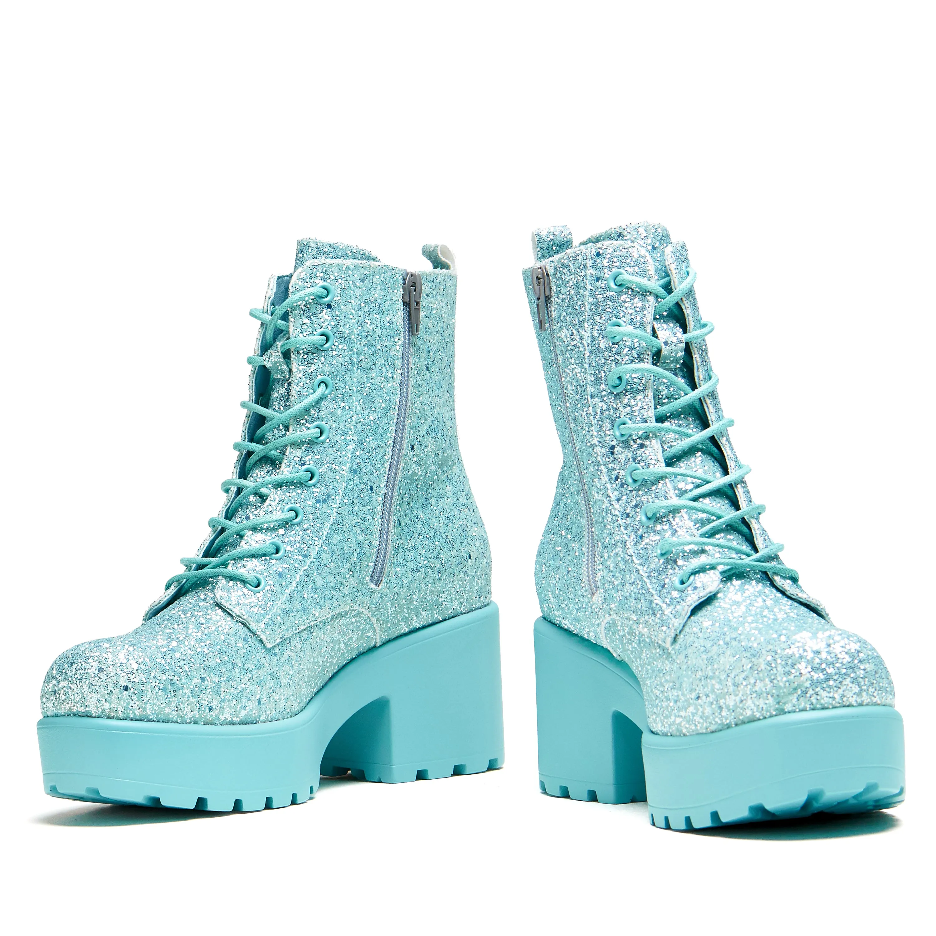 Wizard’s Spell Platform Glitter Boots - Aqua
