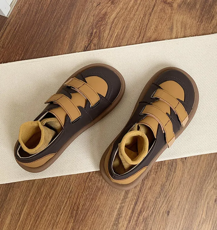 Women Retro Soft Soled Contrast Color Flat Casual Shoes